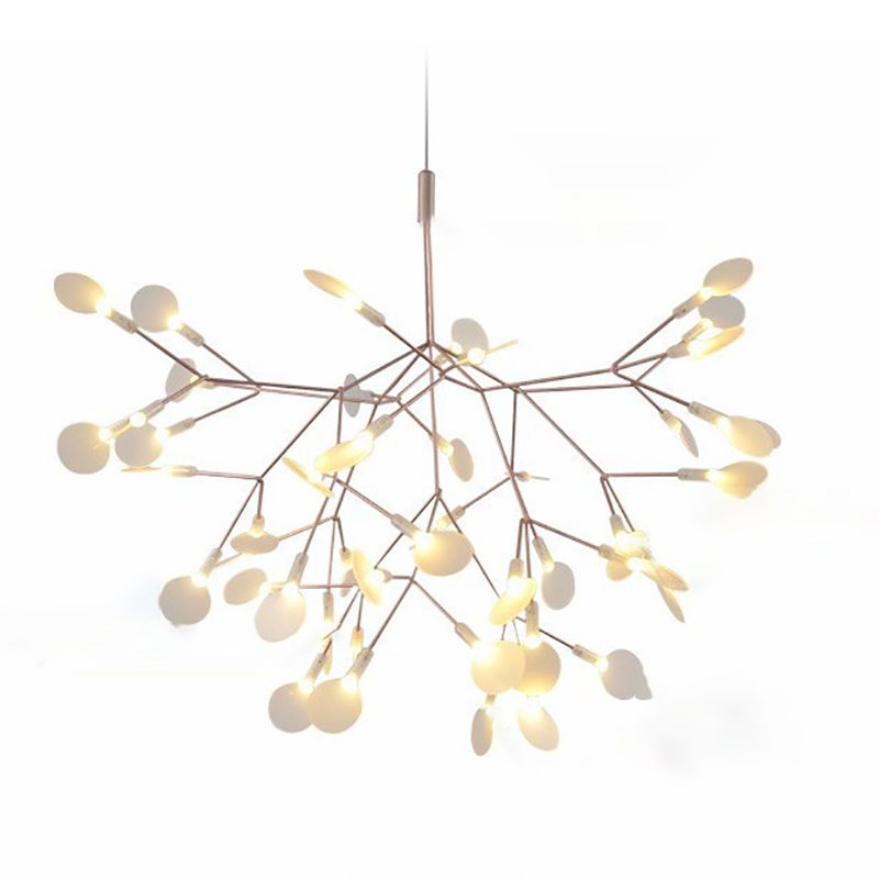 Rose Gold Branches Hanging Lamp Designer Style Metal Chandelier for Living Room