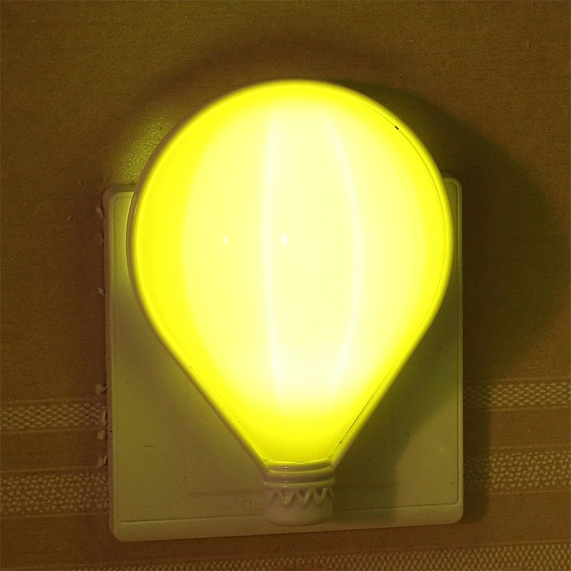 Yellow Bulb-Shape Plug in LED Night Lamp Cartoon Plastic Wall Lighting Ideas for Bedside