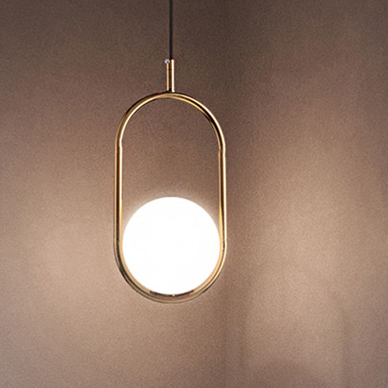 Globe Anhänger Beleuchtung modernes weißes Glas 1/2 Lichter Schwarz/Gold Hanging Deckenlampe für Schlafzimmer