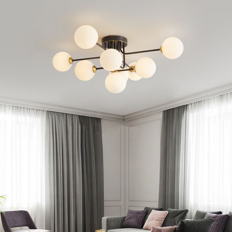 Glass Ball Shape Flush Ceiling Light Modern Style Multi Lights Flush Mount Lighting