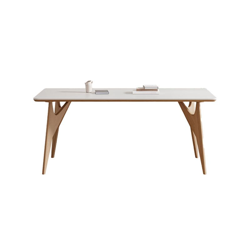 White Stone Top Dining Table Glam Style 4 Legs Dining Table for Dining Room