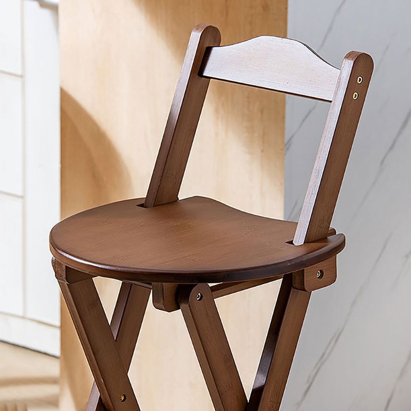 Contemporary Solid Wood Folding Bar Stool Indoor Barstools With Wood Seat and Low Back