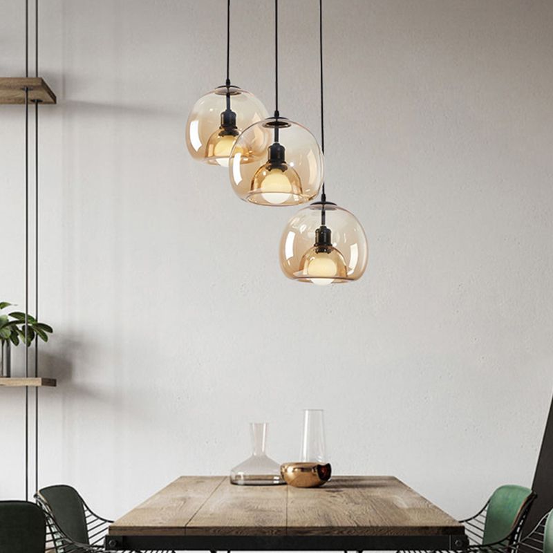 Modern Simplicity Round Cluster Pendant Light Glass Hanging Light for Living Room