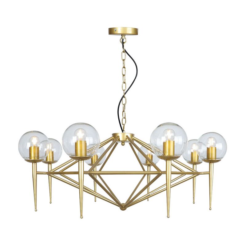 Diamond Chandelier Light Fixture Modern Glass Living Room Ceiling Pendant Light in Gold