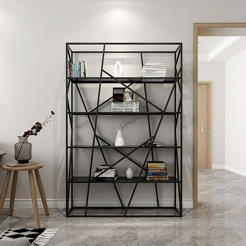 Metal Vertical Standard Bookcase Contemporary Style Open Back Shelf