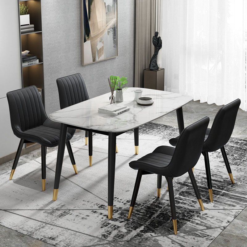 Silla auxiliar de comedor contemporánea Silla Parsons curvada de cuero con acabado mate