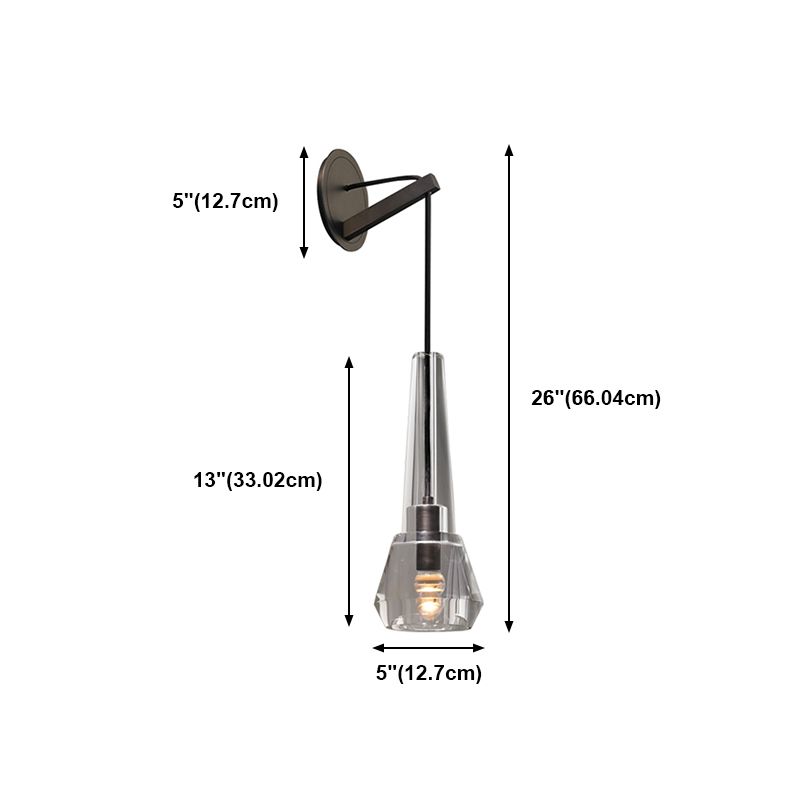 Crystal Unique Wall Sconce Modern 1 Light Wall Mount Light Fixture in Black