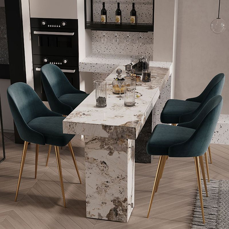 1/2/3/5 Pieces Glam Rectangle Sintered Stone Counter Table with High Stools