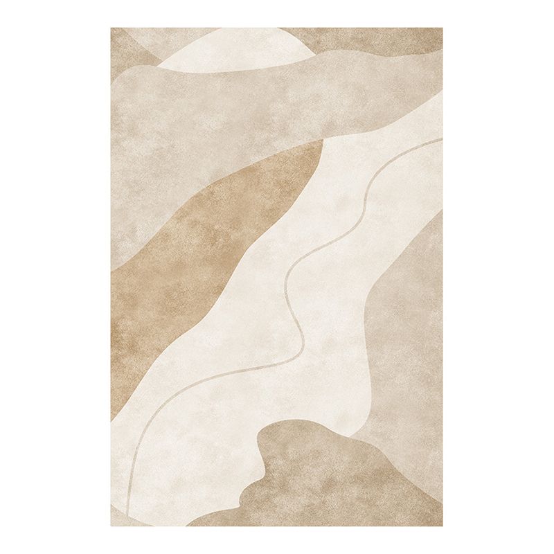 Light Brown Irregular Line Rug Polyester Simple Rug Washable Rug for Drawing Room