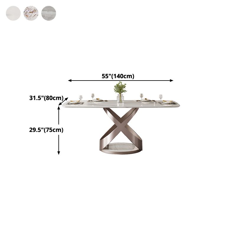 Traditional Luxury Dining Table Rectangle Sintered Stone Table for Living Room