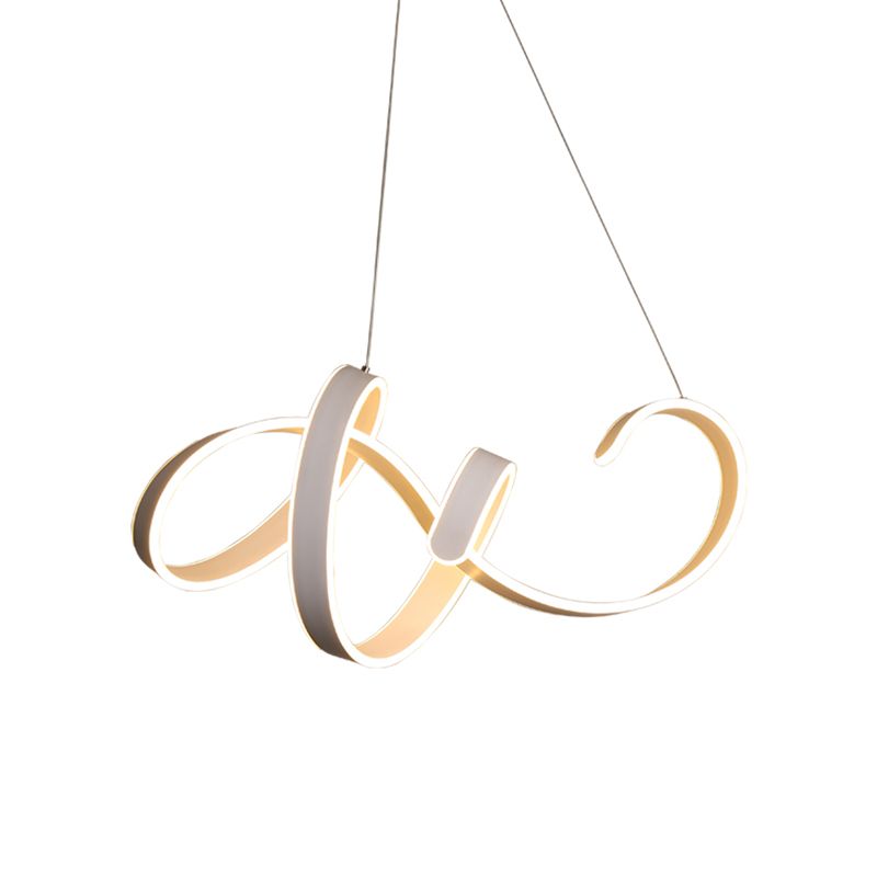 Winding Dinette Ceiling Chandelier Aluminum Simplicity LED Pendant Light Kit in Warm/White Light