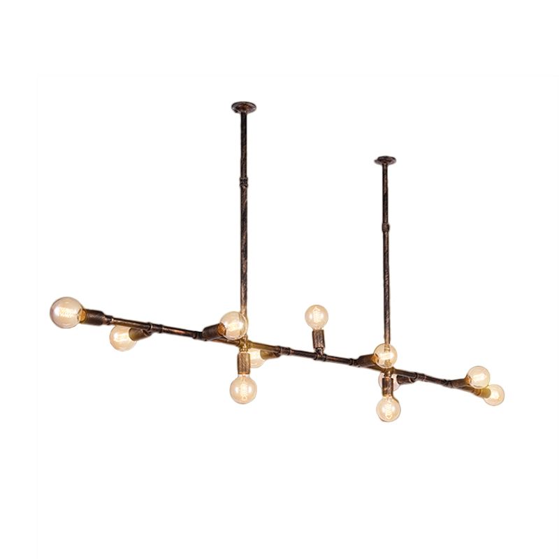 7/11 Lights Exposed Island Pendant Light Farmhouse Style Antique Bronze Wrought Iron Hanging Island Light