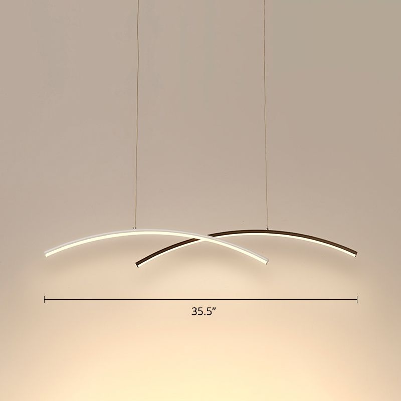 Black and White Arc Ceiling Lighting Simplicity LED Metal Hanging Island Light for Living Room