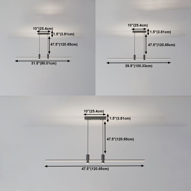 Metal Linear Island Light Modern Style Multi Lights Hanging Lighting