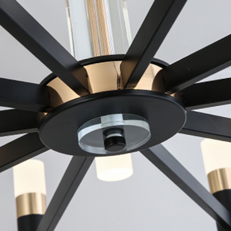 Moderner Deckenkronleuchter Multi-Licht-Metall-Acrylhänge-Lampe in Schwarz