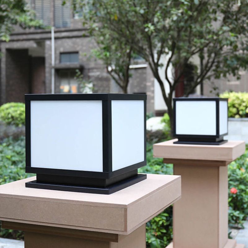 Nordic Style Acrylic Shade Outdoor Light Solar Energy Pillar Lamp for Outdoor