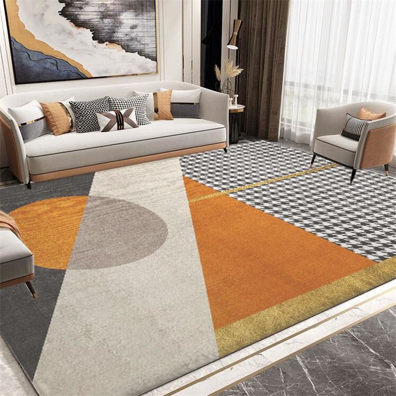 Contemporary Houndstooth Print Rug Polyester Area Carpet Stain Resistant Indoor Rug for Living Room