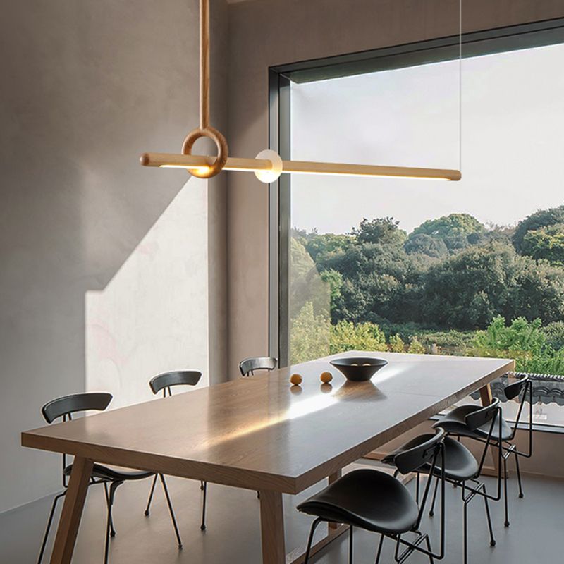 Modern Minimalist Style Linear Chandelier Light Fixtures Wood Pendant Light Fixtures
