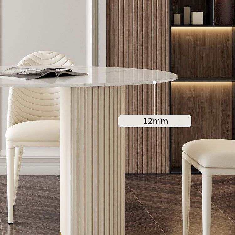 Luxury Double Pedestal Dining Table Oval Sintered Stone Kitchen Desk