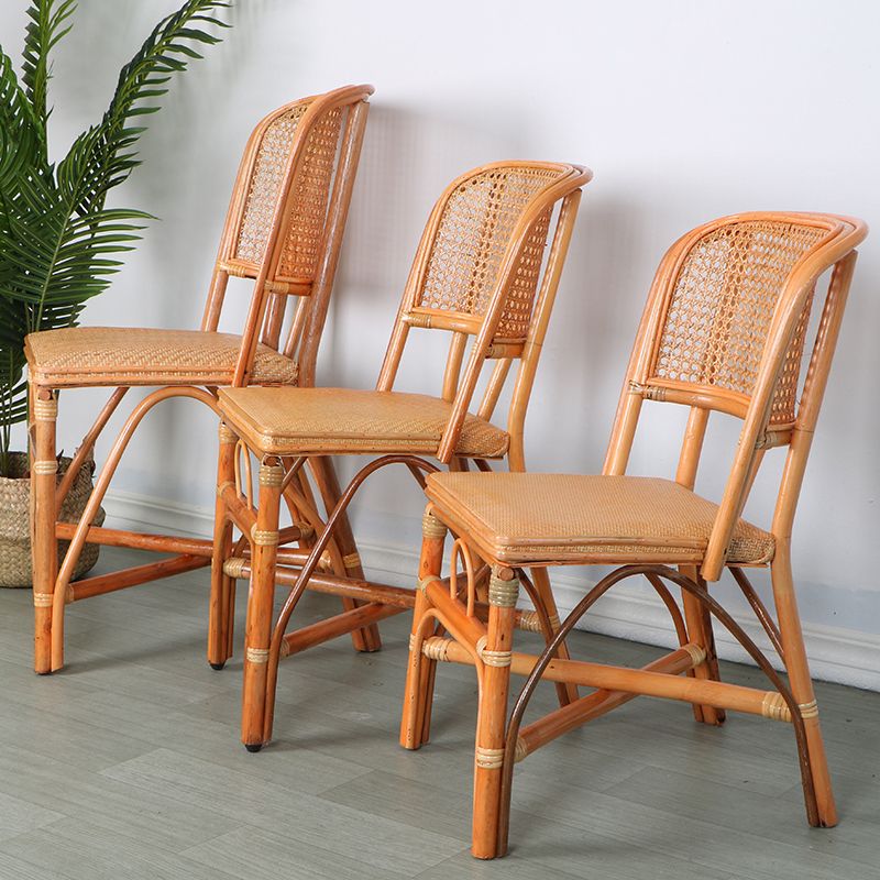 Tropical Natural Patio Dining Chair Rattan Armless Open Back