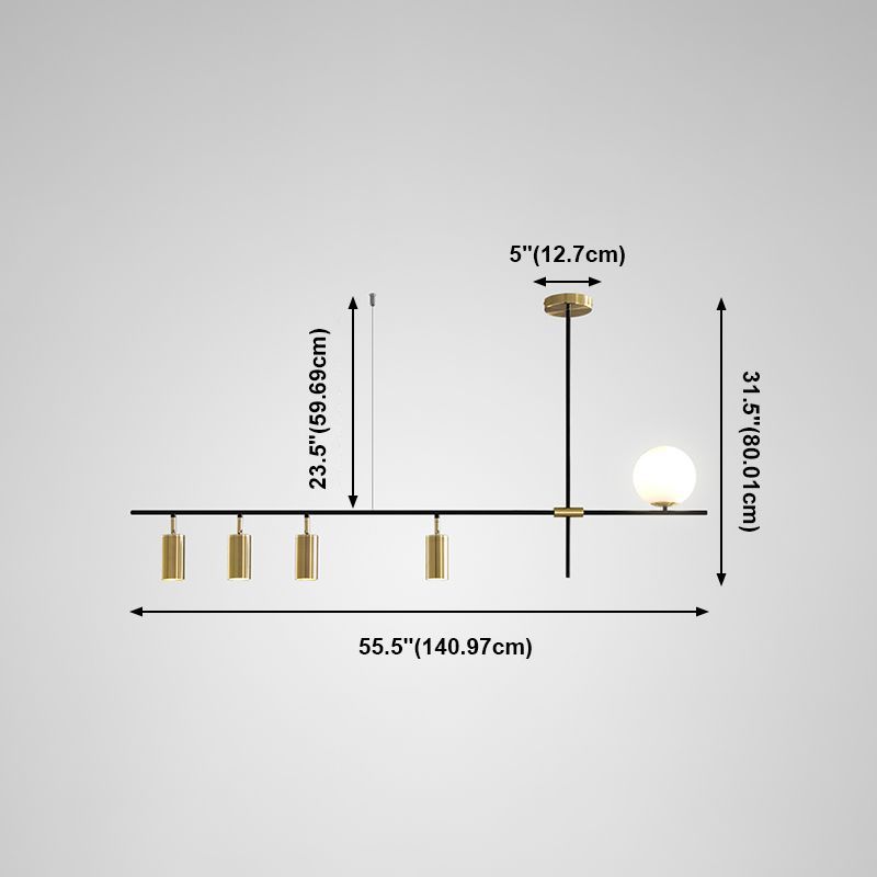Luces de isla de forma lineal iluminación de isla de metal de estilo moderno