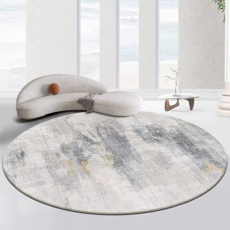 Gray Modern Rug Polyester Graphic Indoor Rug Non-Slip Backing Rug for Home Decor