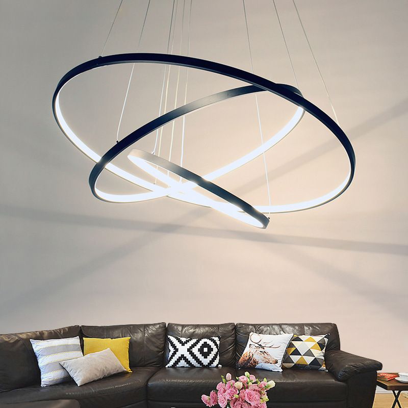 Round Hanging Light Kit Modern Style Metal 3 Lights Hanging Ceiling Lights