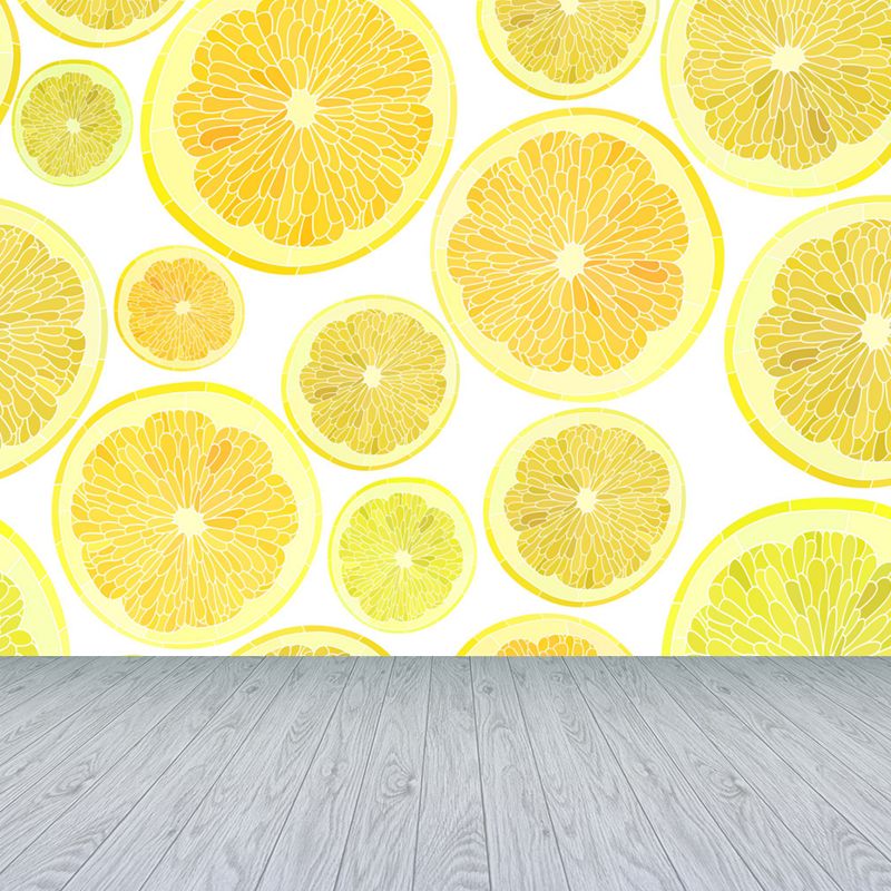 Huge Lemon Slices Mural Wallpaper Yellow Non-Woven Wall Art for Home Decor, Personalised