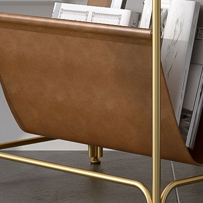 Rectangle Wood Top Side Table Iron Frame End Table with Magazine Holder