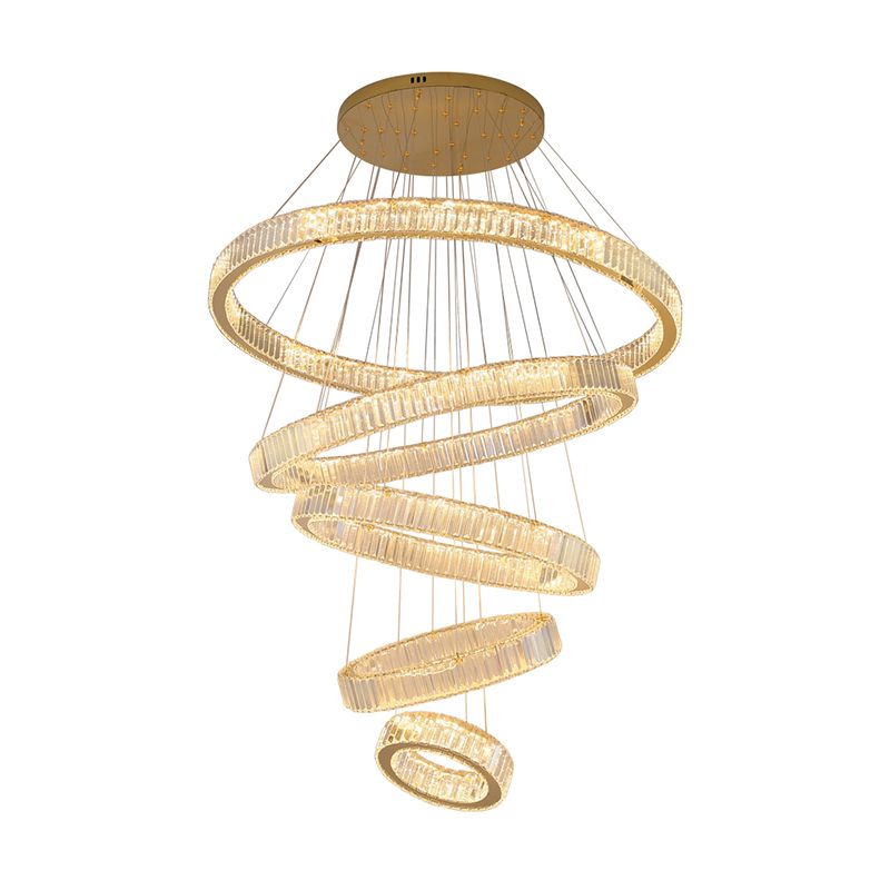 Multi-Tier Modern Style Chandelier Lighting Fixtures Crystal Hanging Chandelier in Gold