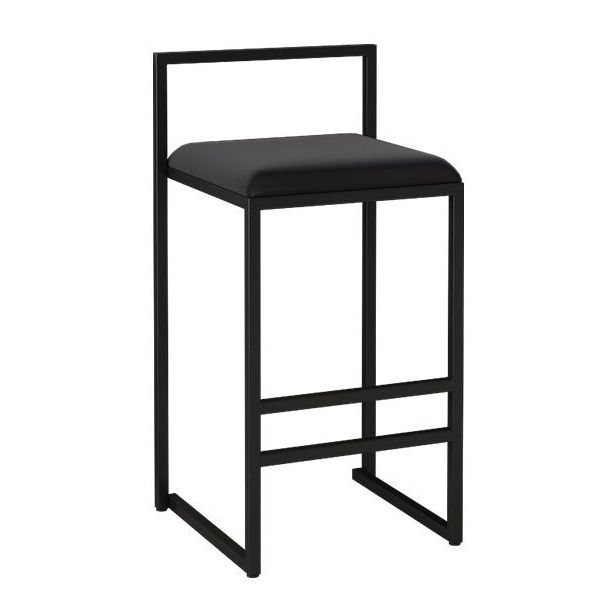 Modern Armless Backrest Counter Stool Iron Kitchen Bar Stool with  Cushion and Pedal