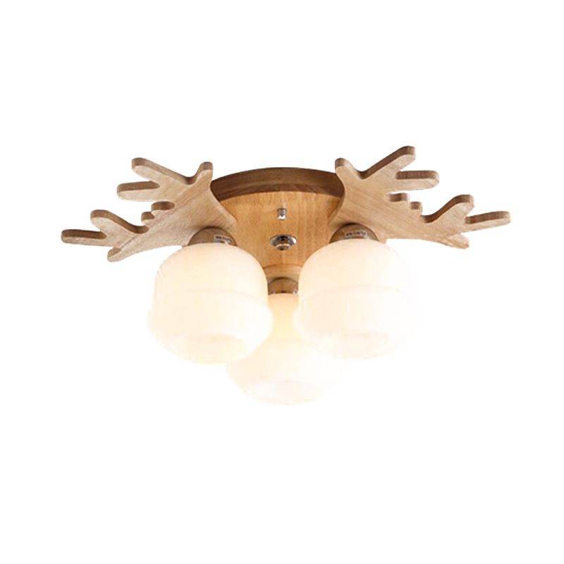Antler Shape Flush Light Modern Style Glass 1/3/5/7 Lights Flush Ceiling Light in White
