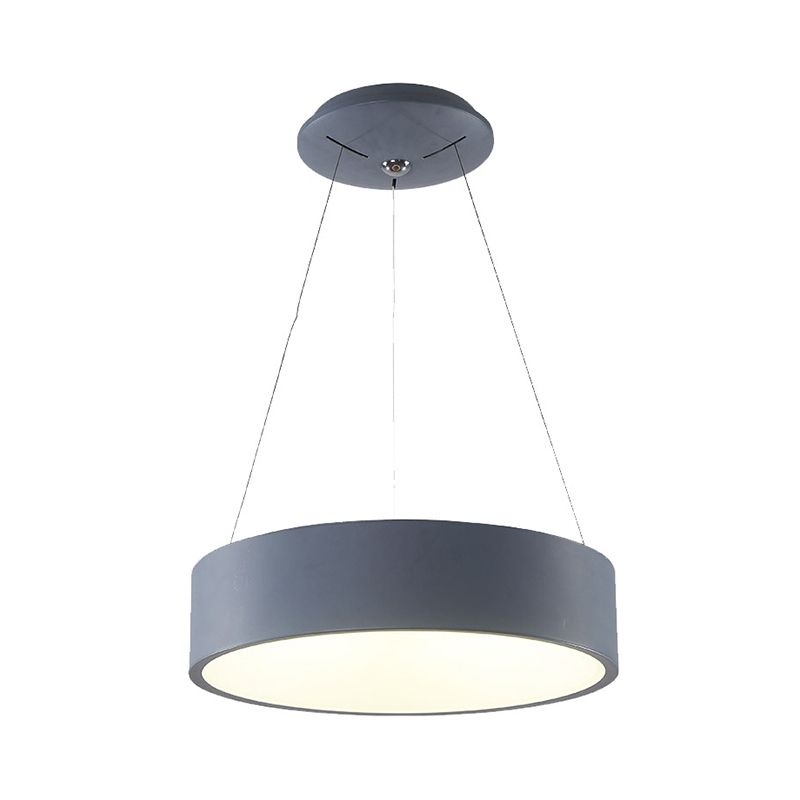 Minimalistic LED Pendant Chandelier Grey/White Circle Ceiling Hang Light with Acrylic Shade, 18"/23.5" W