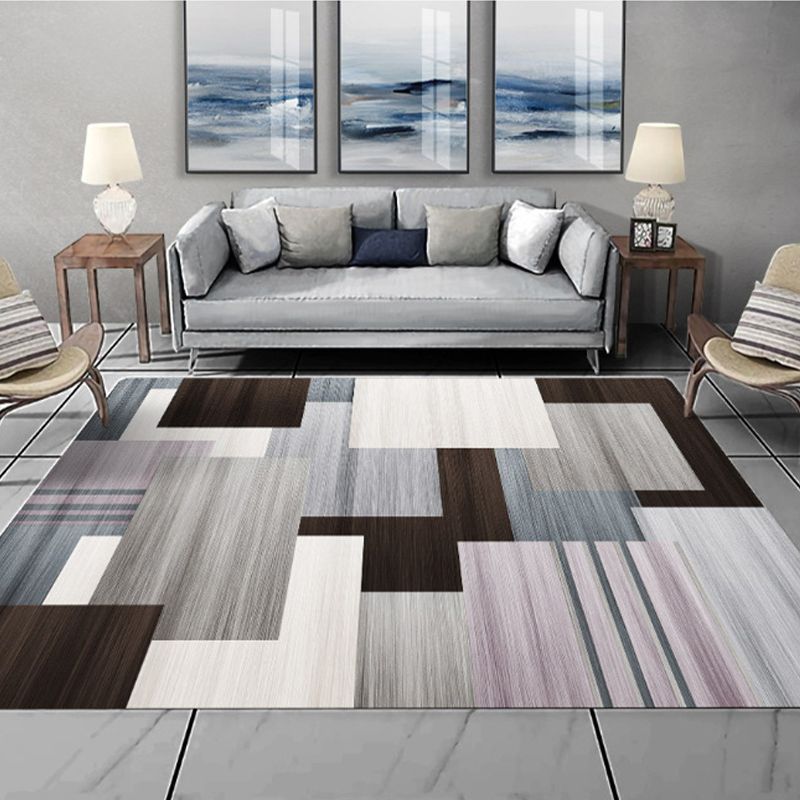 Yellow Modern Carpet Geometry Polyester Carpet Washable Area Carpet for Living Room