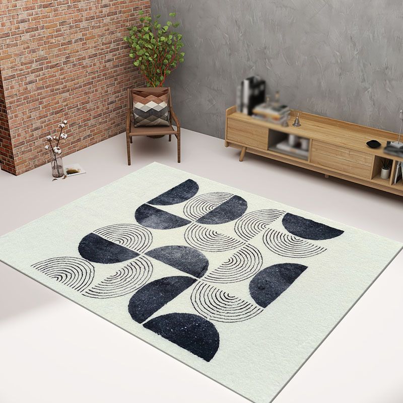 Modern Living Room Block Rug Stain Resistant Carpet Non-Slip Backing Rug