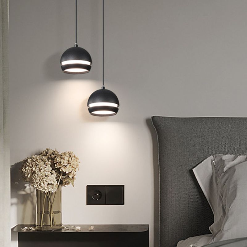 Nordic Mini LED Pendant Lamp Aluminum Bedside Hanging Light in Black