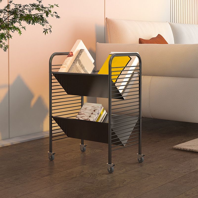 Glam Open Back Bookshelf Standard Metal 2 Shelves Bookcase for Home Office