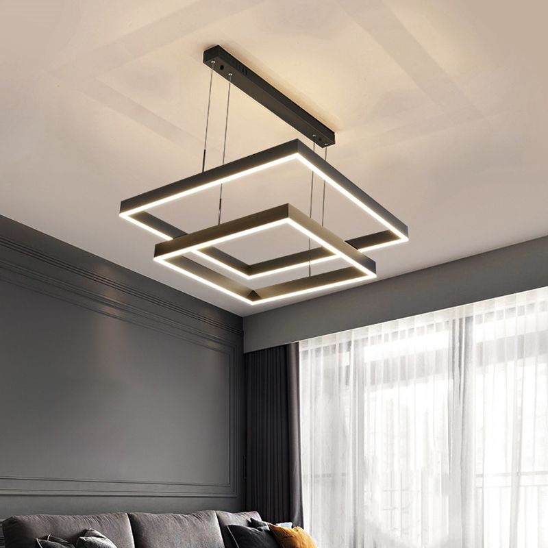 Moderne eenvoud kwadraat hanglager kroonluchter acrylhangende lamp voor woonkamer