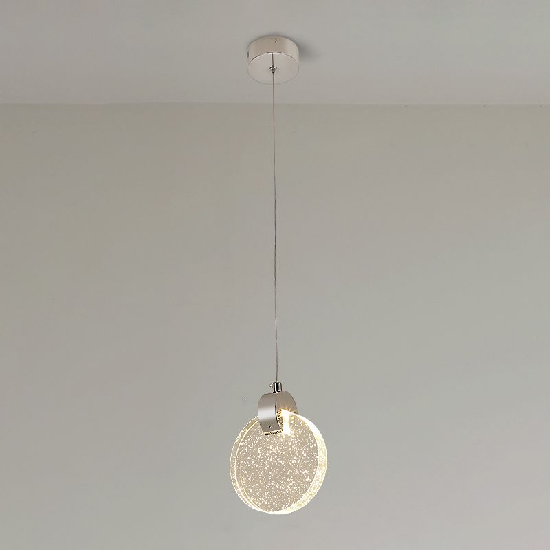 1-Light Hanging Light Fixture Modern LED Pendant Lamp with Crystal Shade for Bedroom