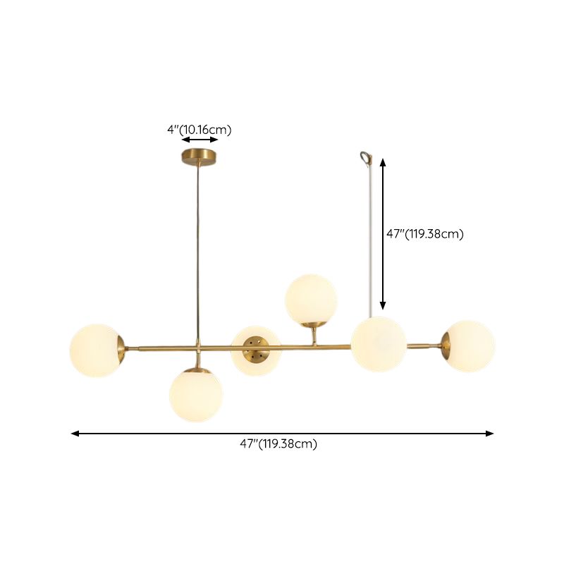 Modern Style Ball Shape Island Pendants Glass Pendant Lights in Gold for Dining Room