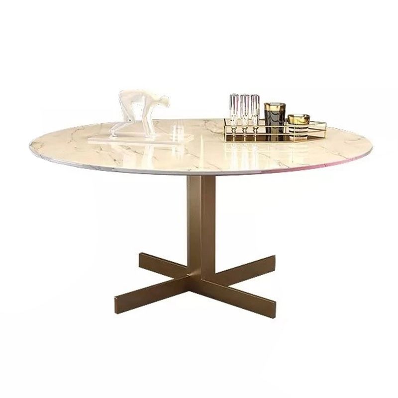 Metal and Stone Table Glam Style Minimalist Round Dining Table for Home Living Room