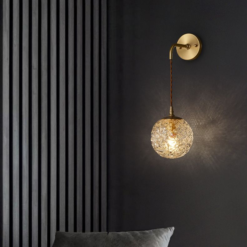 Lámpara de pared colgante de globos de bronce en un estilo de pared de cobre moderno estilo creativo con sombra de vidrio