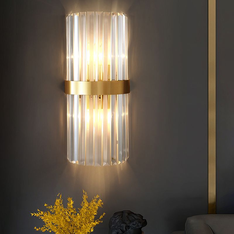 Crystal Geometry Shape Wall Lights Modern Style 2 Light Wall Sconce for Bedside