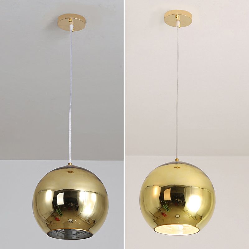 1 Light Ball Hanging Light Fixtures Postmodern Mirror Glass Ceiling Light for Restaurant