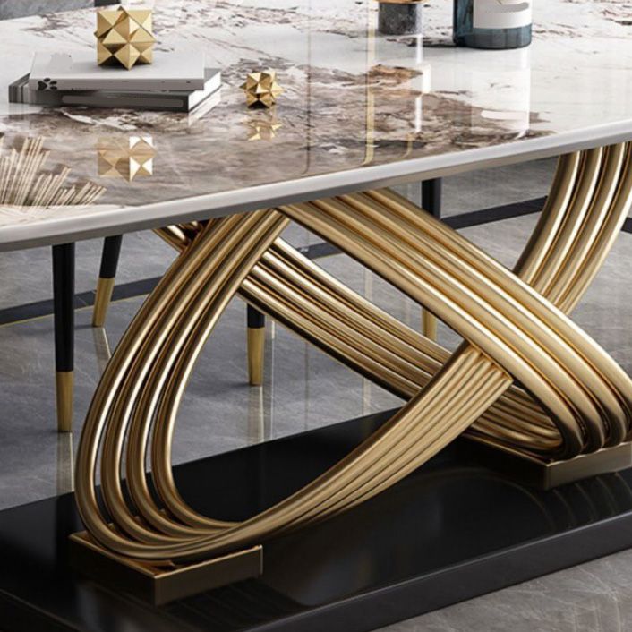 Glam Style Furniture Rectangle Stone Dining Room Table for Dining Room
