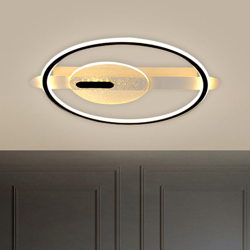 Monte semi-flush rotonda nera/oro Simplicità Apparecchiatura del soffitto acrilico in luce calda/bianca, larghezza 16,5 "/20,5"