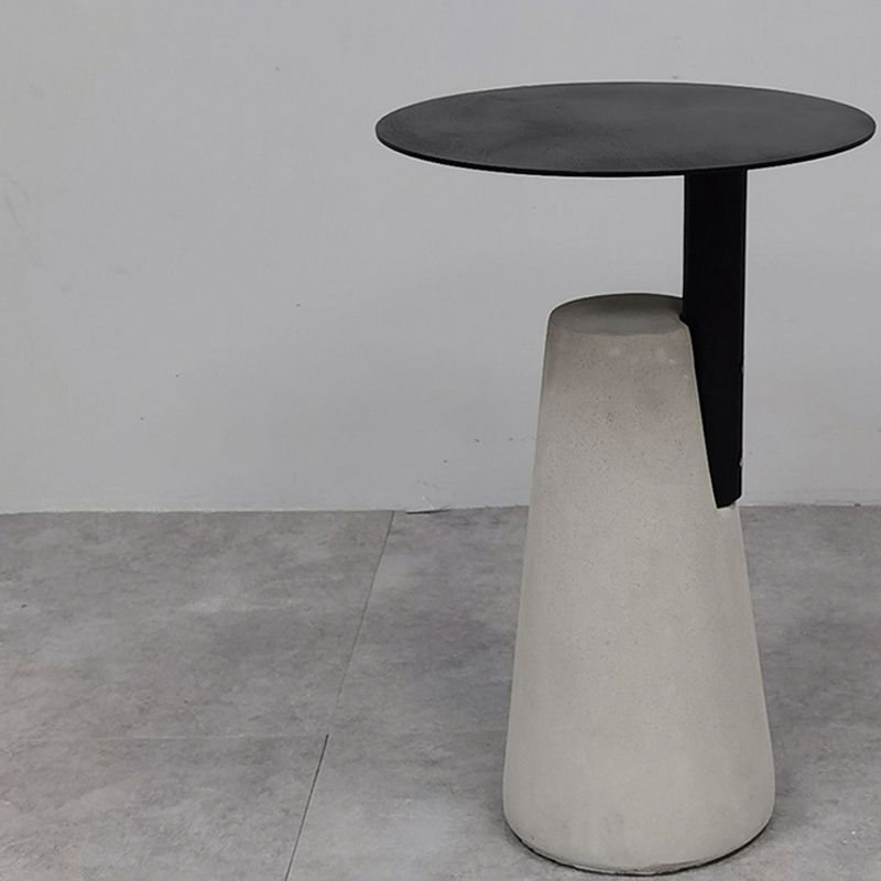 Round Iron Top End Table Concrete Pedestal Sofa Side Accent Table