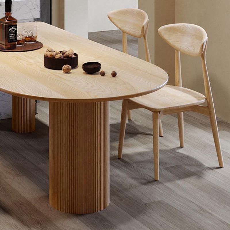 Free Form Wood Dining Table Pinewood Table Contemporary with 3 Legs