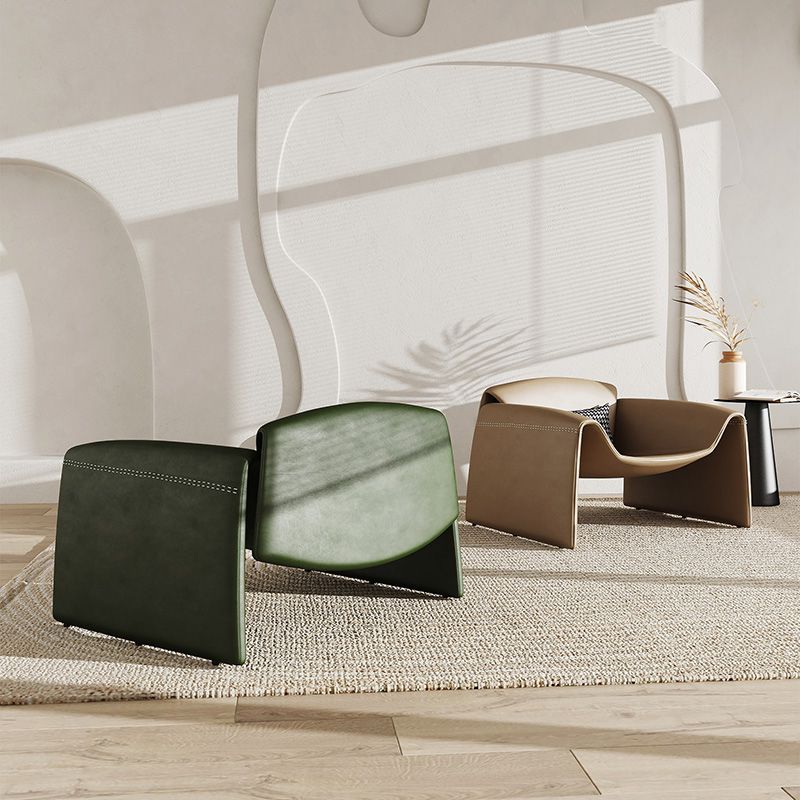 38.18" Wide Faux Leather Armchair Upholstered Pillow Back Accent Chair