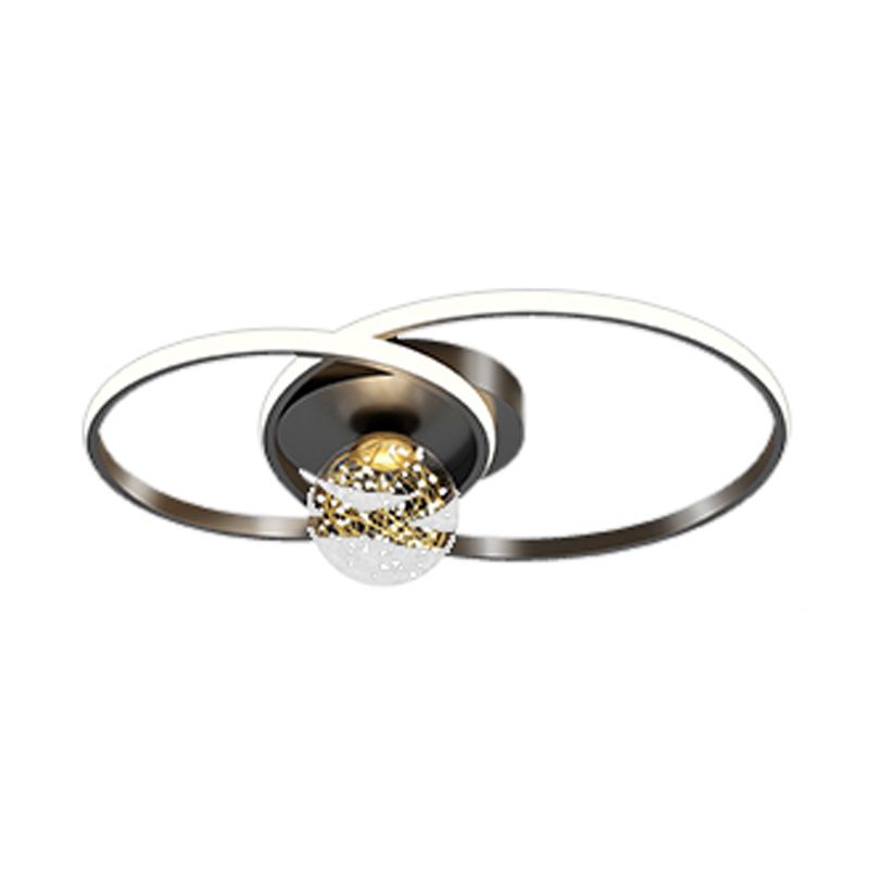 Modern Metal Flush Mount Circular Shape Ceiling Light with Glass Shade for Living Room